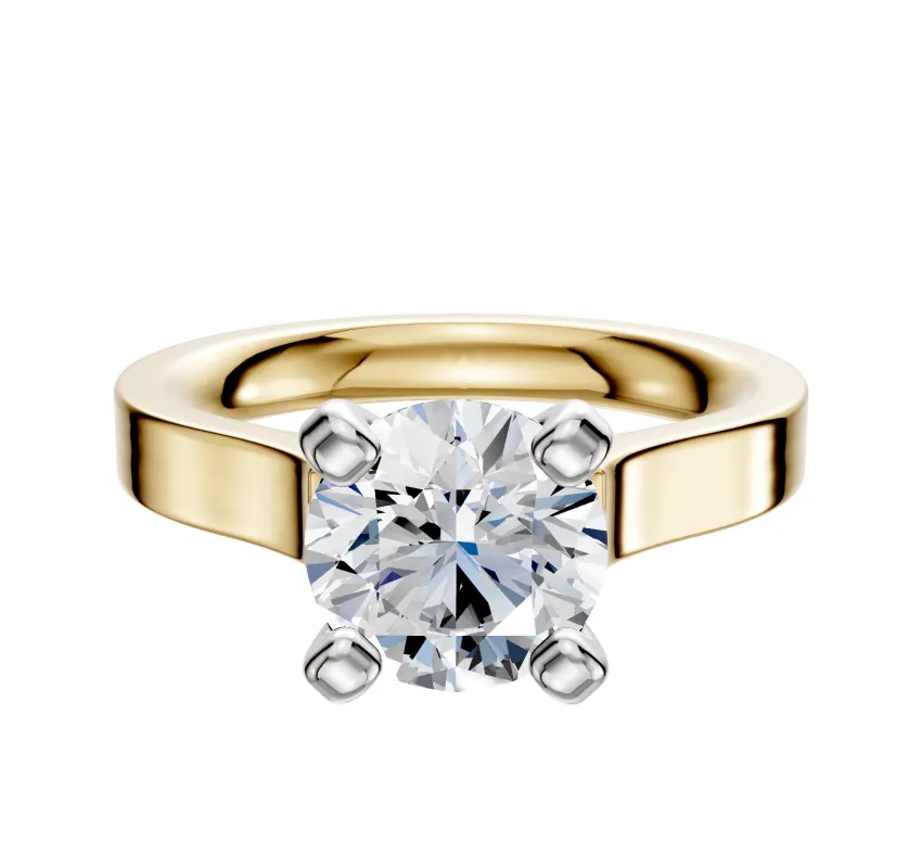 14K Two Tone 4 Prong Cathedral Flat 3.0mm Engagement Ring made by Effy