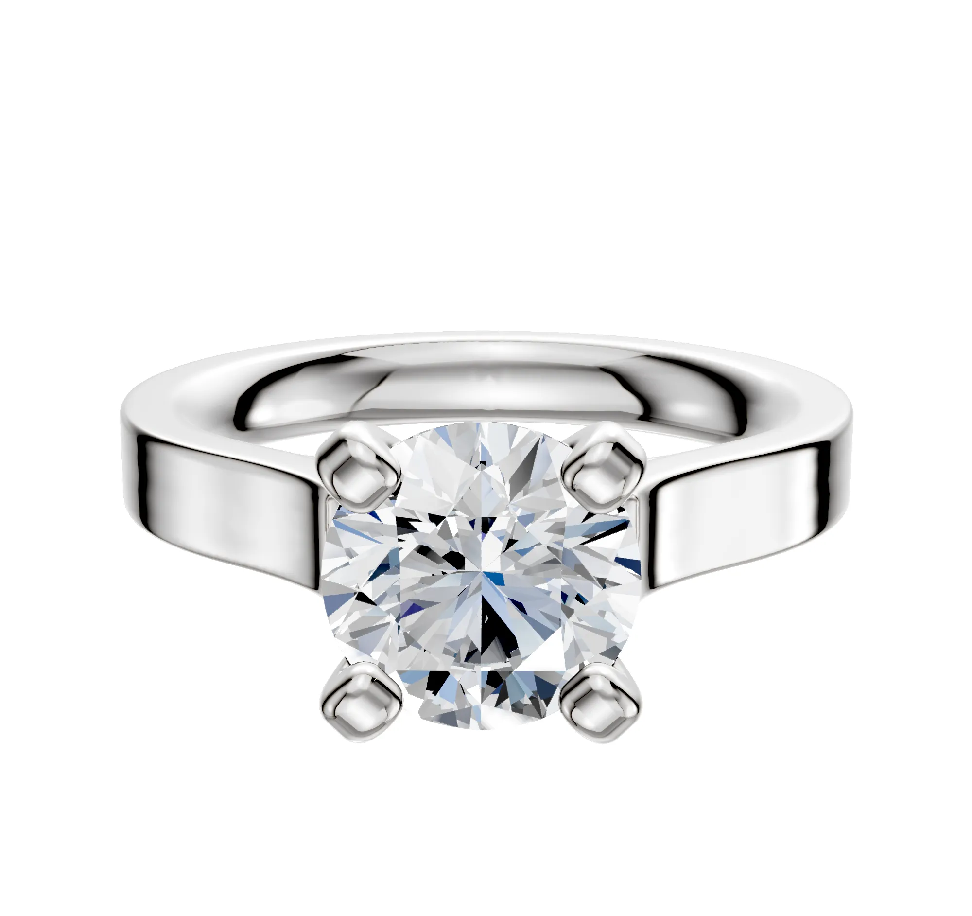 Platinum 4 Prong Cathedral Flat 3.0mm Engagement Ring sold by Effy