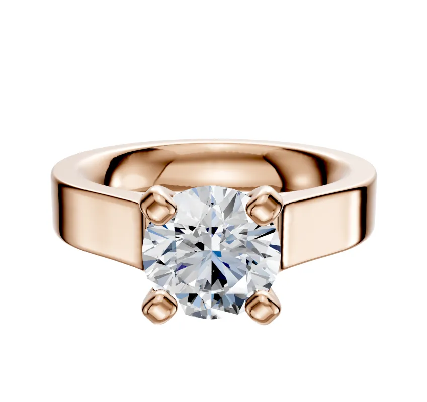 14K Rose Gold 4 Prong Cathedral Flat 4.0mm Engagement Ring sold by Effy