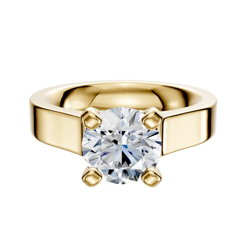 14K Yellow Gold 4 Prong Cathedral Flat 4.0mm Engagement Ring made by Effy