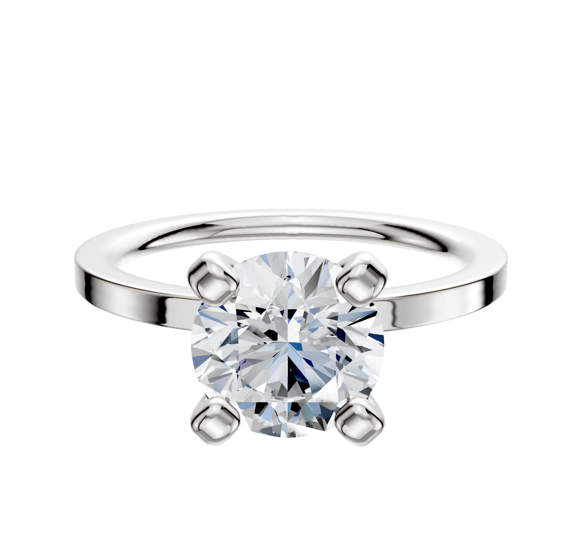 14K White Gold 4 Prong Classic Flat 1.5mm Engagement Ring sold by Effy