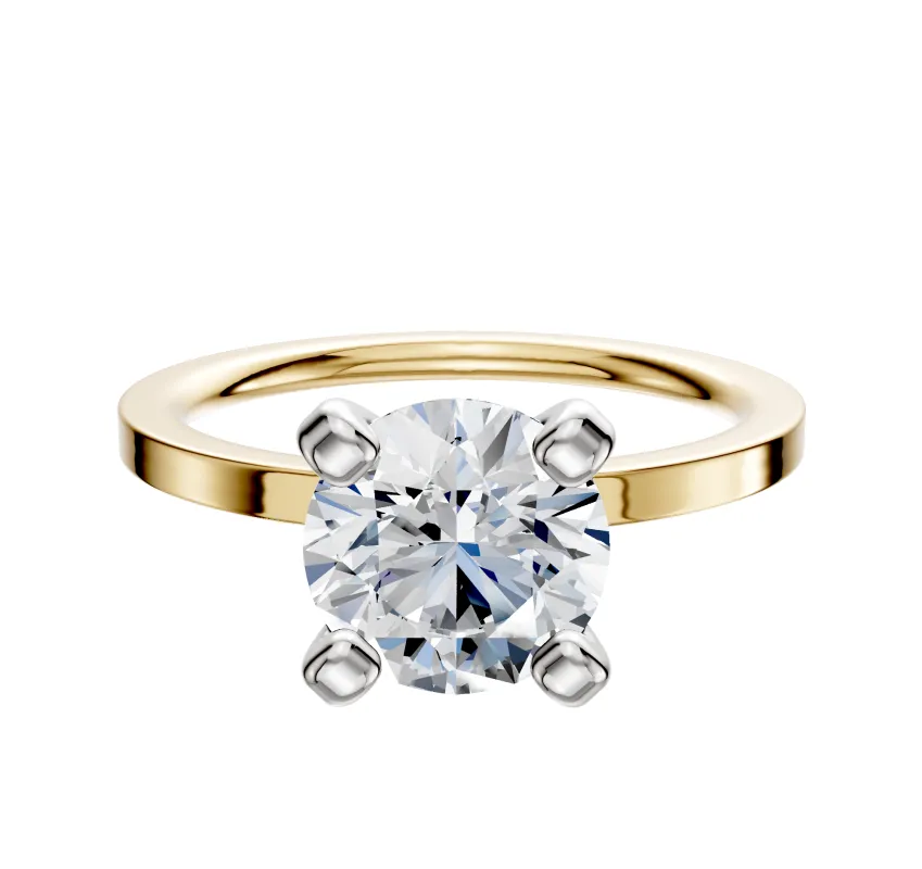 18K Two Tone 4 Prong Classic Flat 1.5mm Engagement Ring sold by Effy