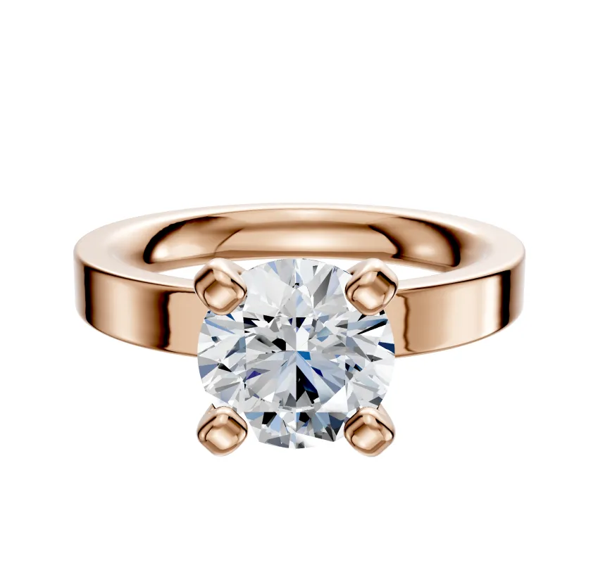 14K Rose Gold 4 Prong Classic Flat 3.0mm Engagement Ring sold by Effy