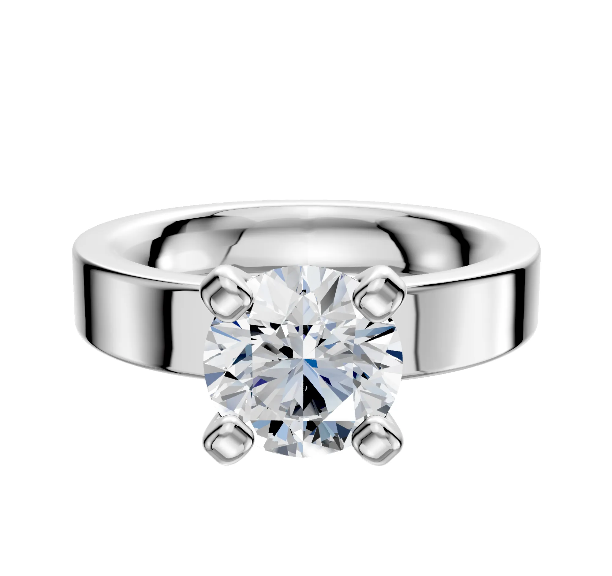 14K White Gold 4 Prong Classic Flat 4.0mm Engagement Ring sold by Effy