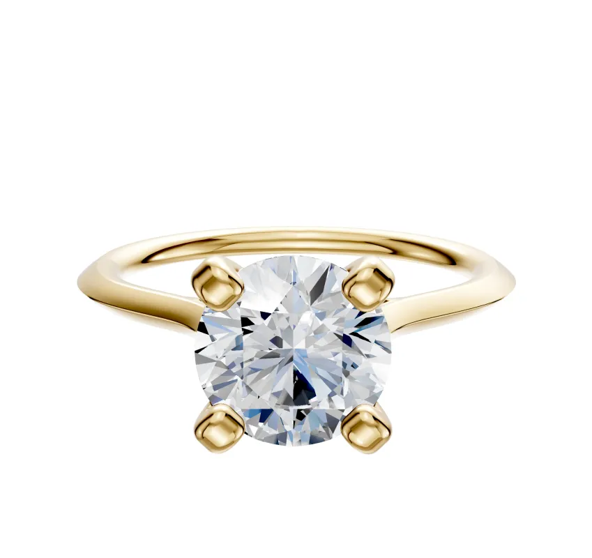 14K Yellow Gold 4 Prong Cathedral Knife Edge 1.5mm Engagement Ring made by Effy