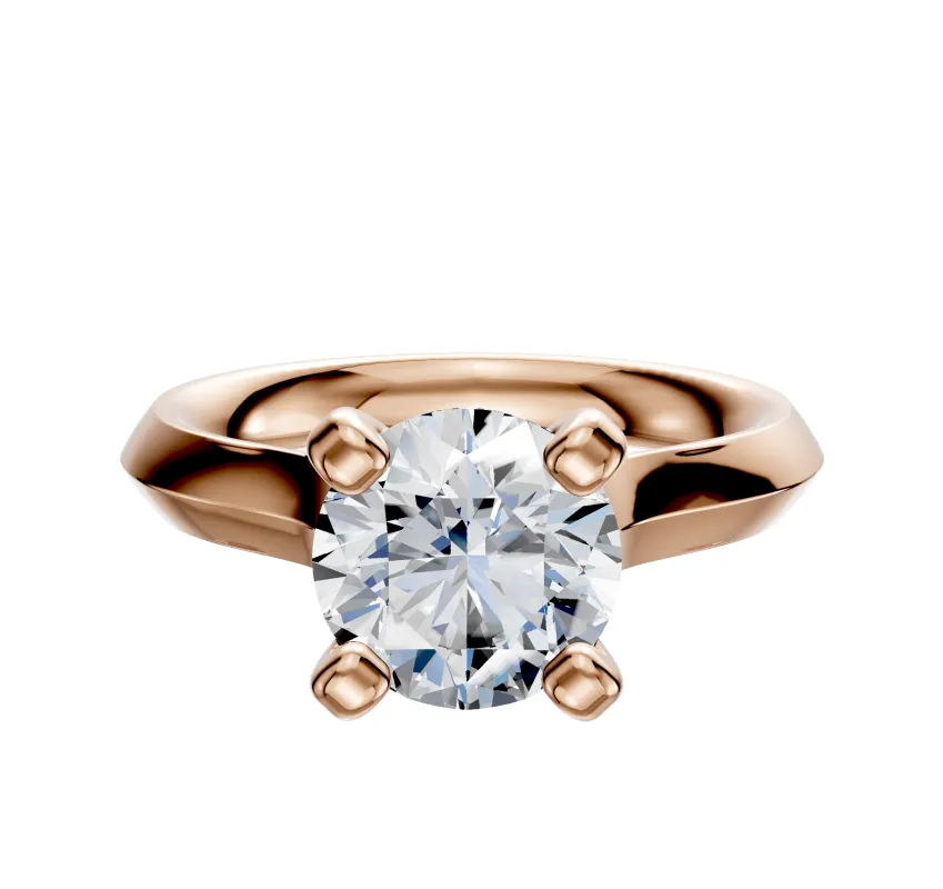 14K Rose Gold 4 Prong Cathedral Knife Edge 3.0mm Engagement Ring made by Effy