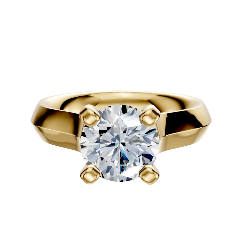 14K Yellow Gold 4 Prong Cathedral Knife Edge 4.0mm Engagement Ring made by Effy