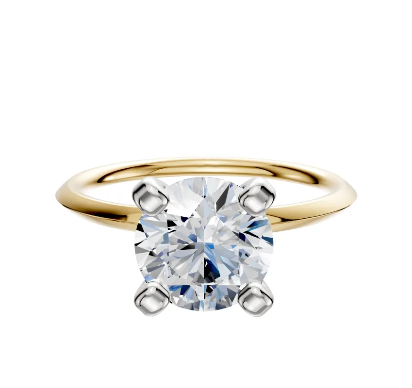 14K Two Tone 4 Prong Classic Knife Edge 1.5mm Engagement Ring sold by Effy