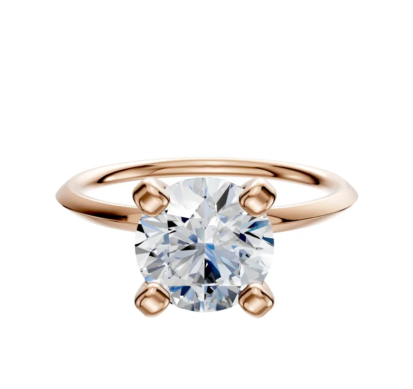14K Rose Gold 4 Prong Classic Knife Edge 1.5mm Engagement Ring made by Effy
