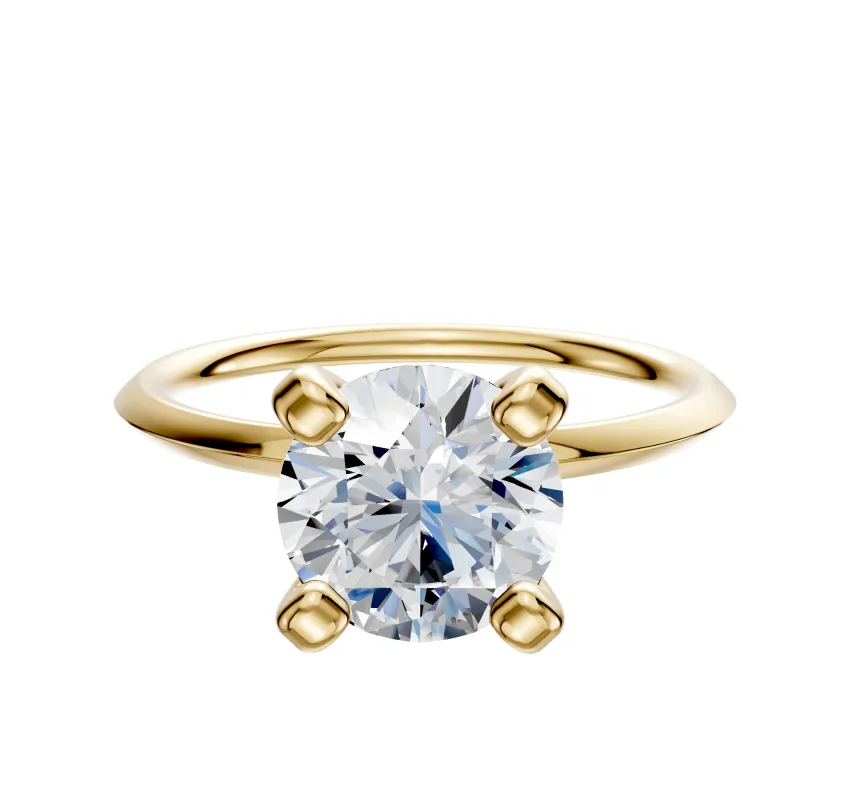18K Yellow Gold 4 Prong Classic Knife Edge 1.5mm Engagement Ring made by Effy