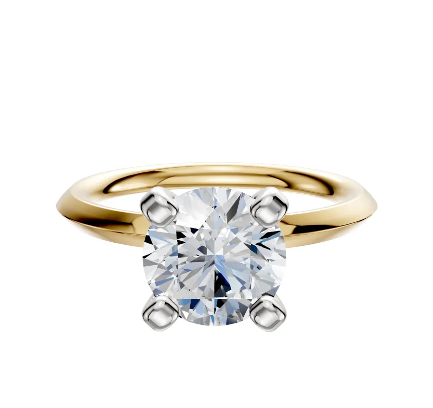 18K Two Tone 4 Prong Classic Knife Edge 2.0mm Engagement Ring made by Effy
