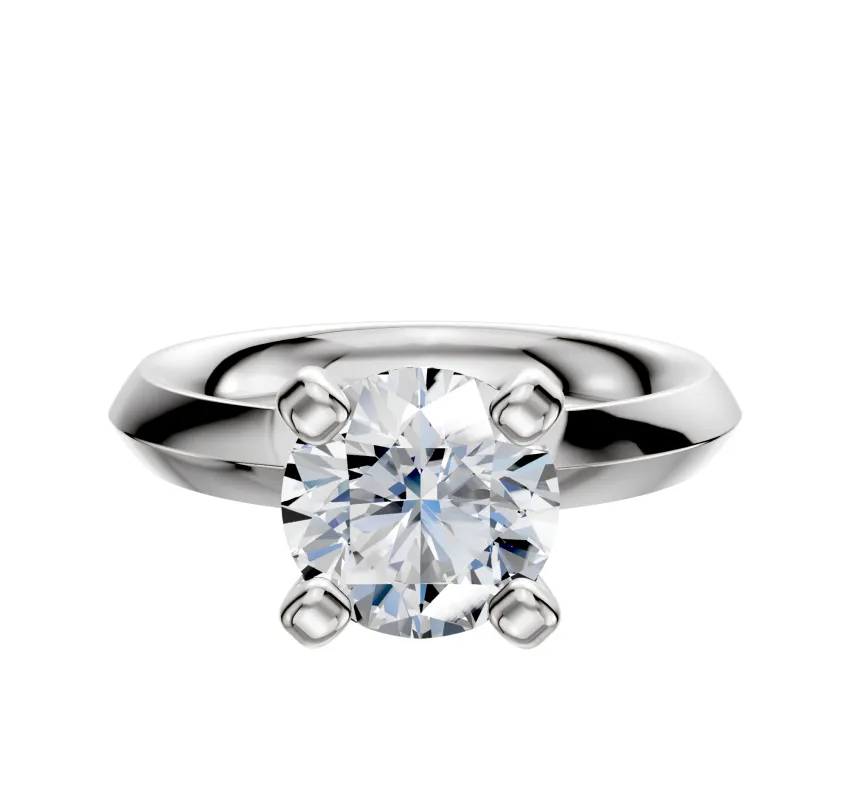 18K White Gold 4 Prong Classic Knife Edge 3.0mm Engagement Ring sold by Effy