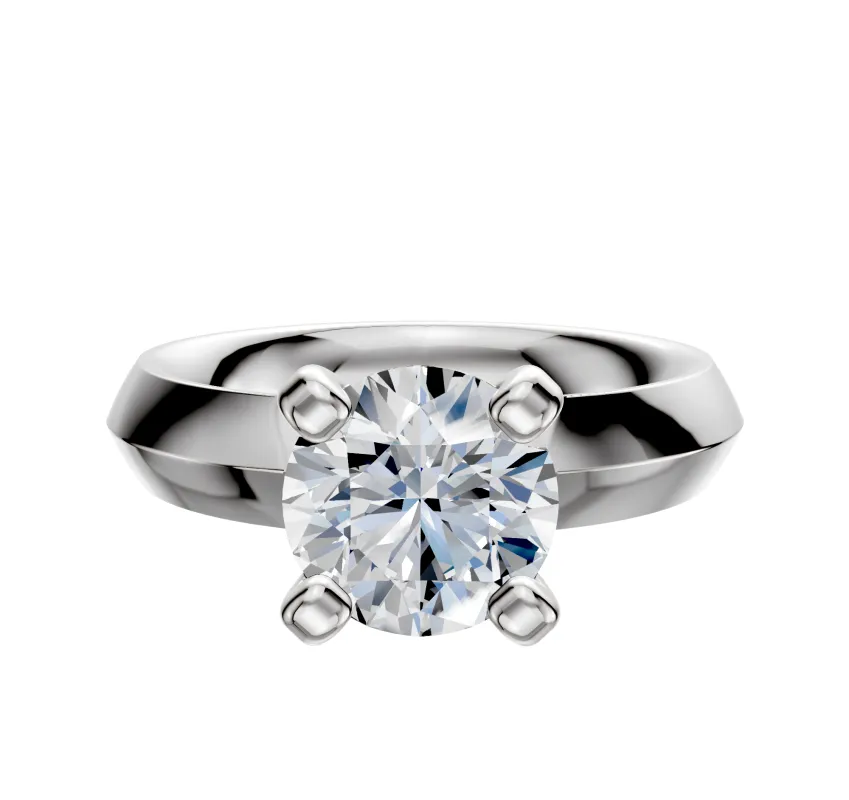 14K White Gold 4 Prong Classic Knife Edge 4.0mm Engagement Ring made by Effy
