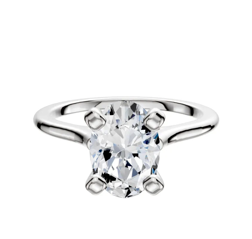 18K White Gold 4 Prong Cathedral Dome 1.5mm Engagement Ring sold by Effy