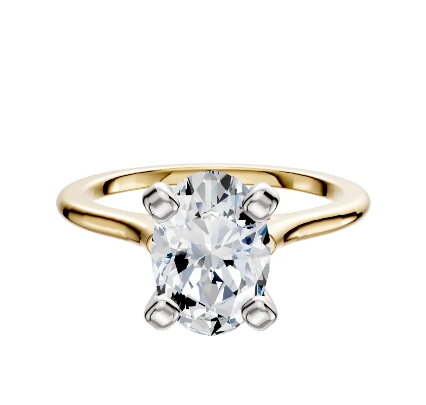 14K Two Tone 4 Prong Cathedral Dome 1.5mm Engagement Ring made by Effy