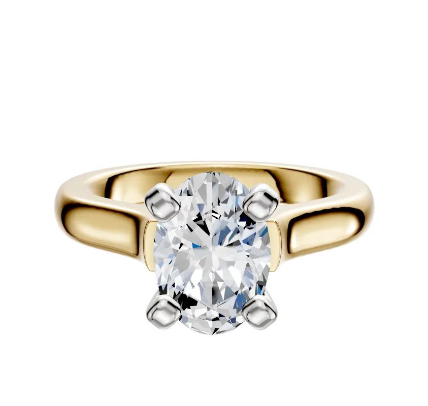 18K Two Tone 4 Prong Cathedral Dome 3.0mm Engagement Ring sold by Effy