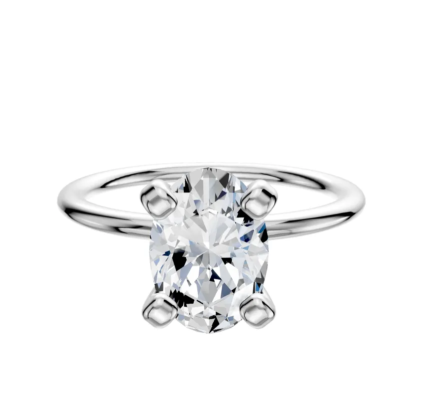 18K White Gold 4 Prong Classic Dome 1.5mm Engagement Ring made by Effy