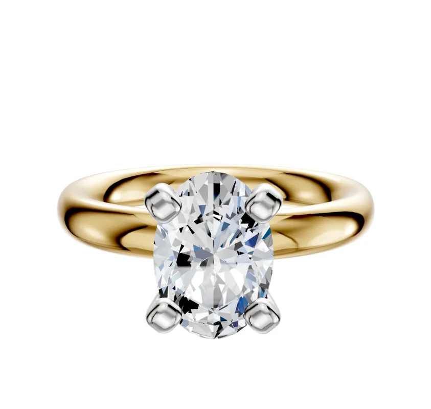 18K Two Tone 4 Prong Classic Dome 3.0mm Engagement Ring made by Effy
