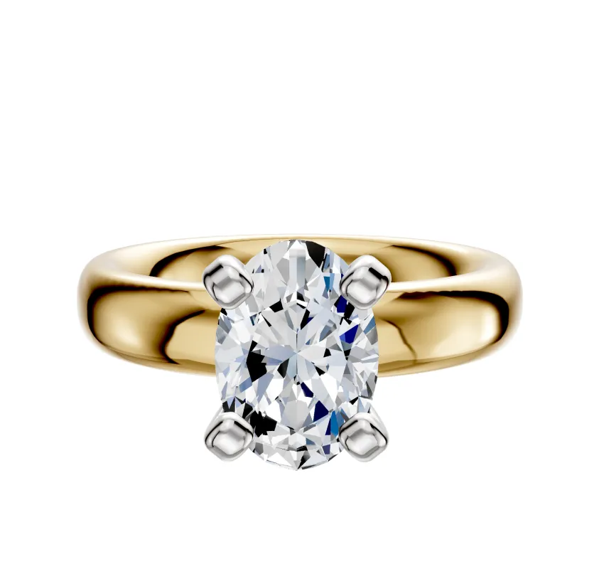 14K Two Tone 4 Prong Classic Dome 4.0mm Engagement Ring sold by Effy