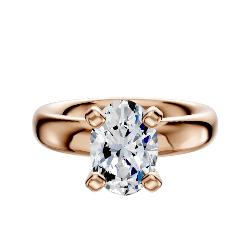 14K Rose Gold 4 Prong Classic Dome 4.0mm Engagement Ring made by Effy