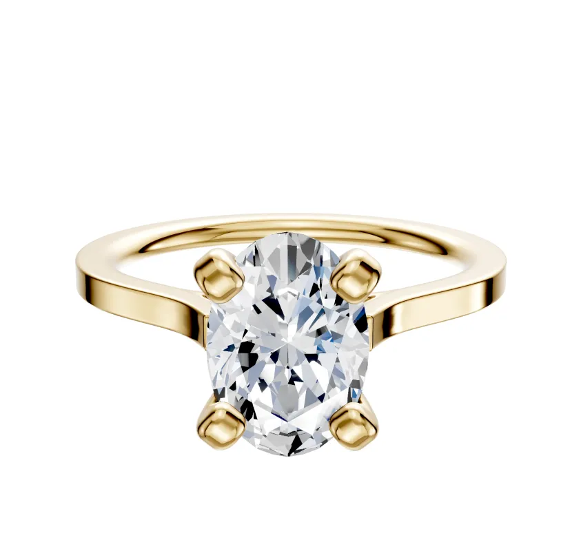 14K Yellow Gold 4 Prong Cathedral Flat 1.5mm Engagement Ring made by Effy