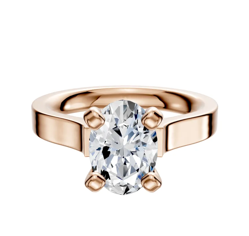 14K Rose Gold 4 Prong Cathedral Flat 3.0mm Engagement Ring made by Effy