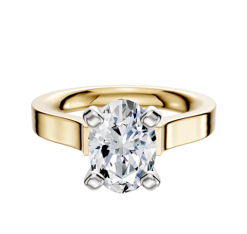 18K Two Tone 4 Prong Cathedral Flat 3.0mm Engagement Ring sold by Effy