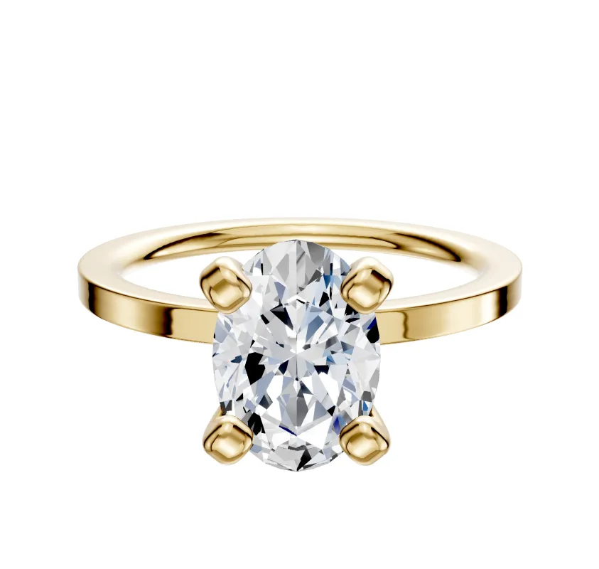 14K Yellow Gold 4 Prong Classic Flat 1.5mm Engagement Ring made by Effy