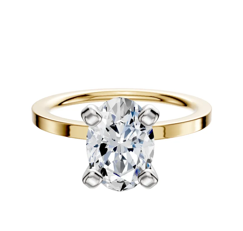 18K Two Tone 4 Prong Classic Flat 1.5mm Engagement Ring made by Effy