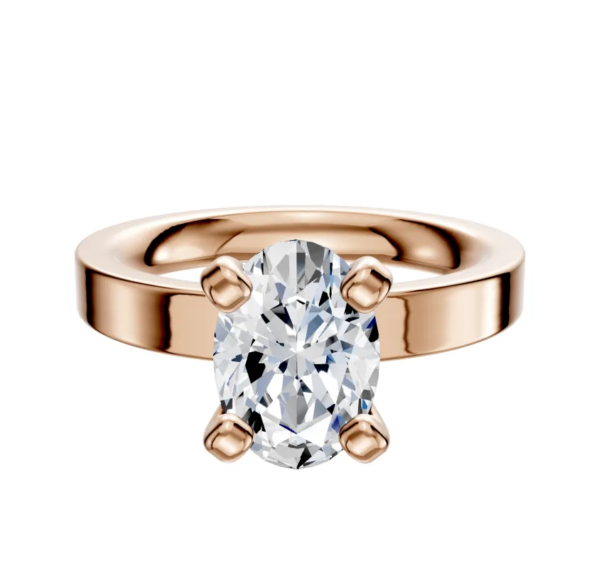 18K Rose Gold 4 Prong Classic Flat 3.0mm Engagement Ring made by Effy