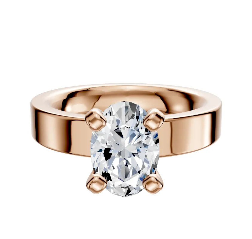 18K Rose Gold 4 Prong Classic Flat 4.0mm Engagement Ring sold by Effy