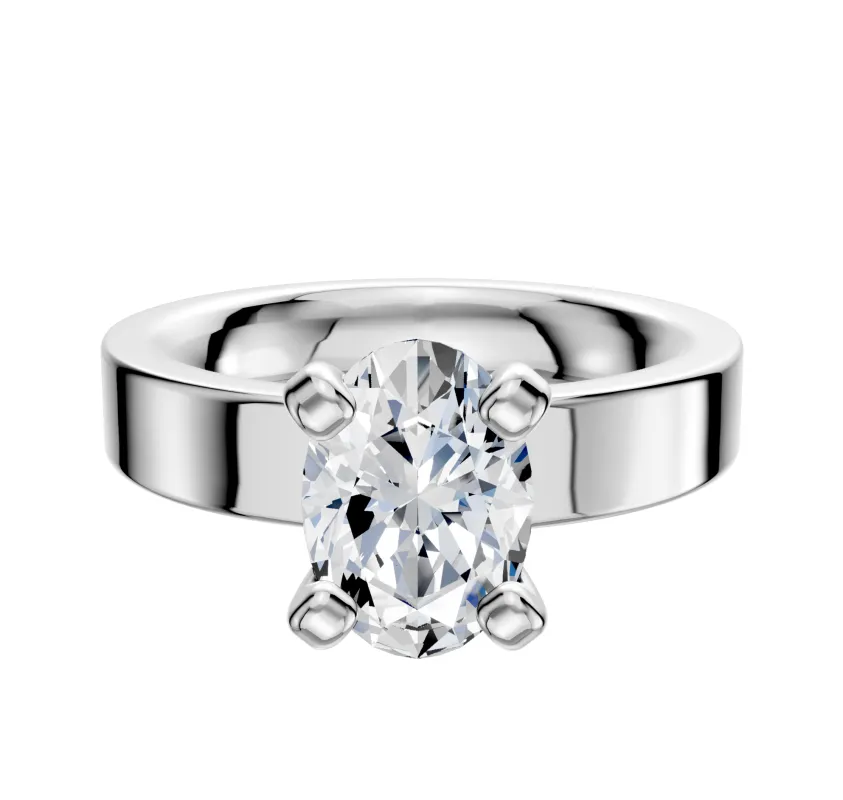 Platinum 4 Prong Classic Flat 4.0mm Engagement Ring sold by Effy