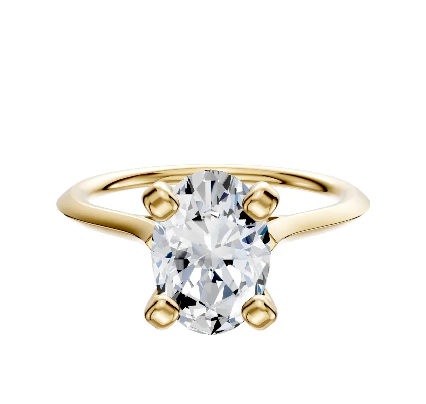 18K Yellow Gold 4 Prong Cathedral Knife Edge 1.5mm Engagement Ring made by Effy