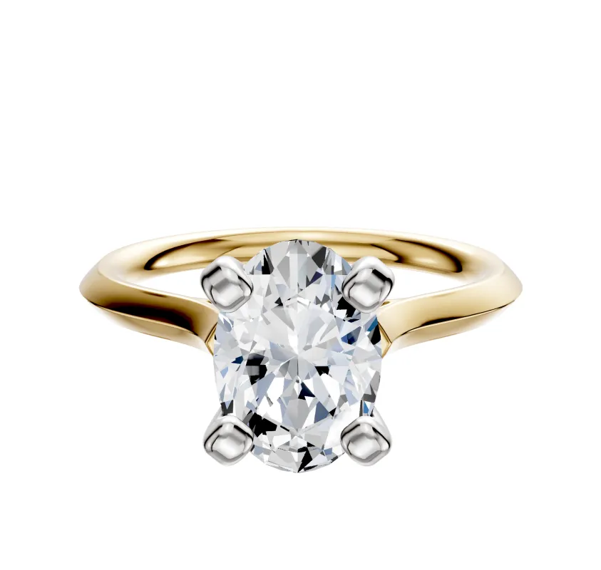 14K Two Tone 4 Prong Cathedral Knife Edge 2.0mm Engagement Ring made by Effy