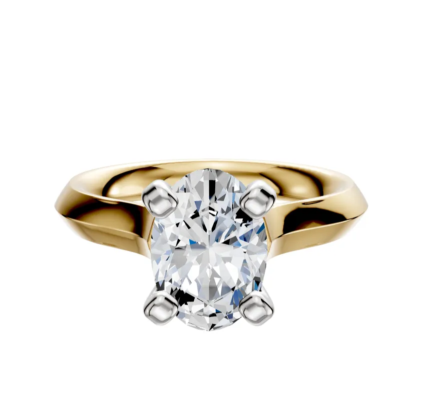 14K Two Tone 4 Prong Cathedral Knife Edge 3.0mm Engagement Ring sold by Effy