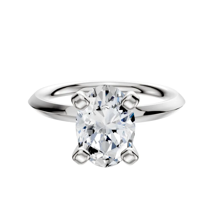 18K White Gold 4 Prong Classic Knife Edge 2.0mm Engagement Ring made by Effy
