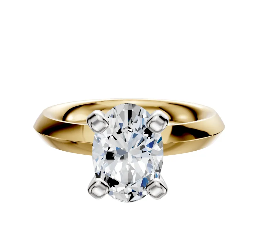 18K Two Tone 4 Prong Classic Knife Edge 3.0mm Engagement Ring sold by Effy