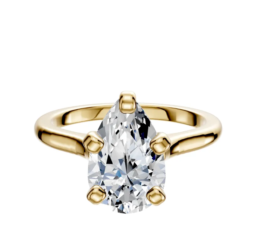 18K Yellow Gold 4 Prong Cathedral Dome 2.0mm Engagement Ring made by Effy