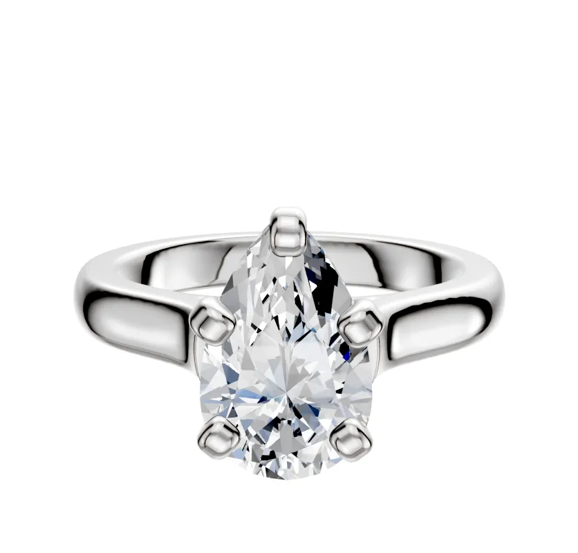 18K White Gold 4 Prong Cathedral Dome 3.0mm Engagement Ring made by Effy