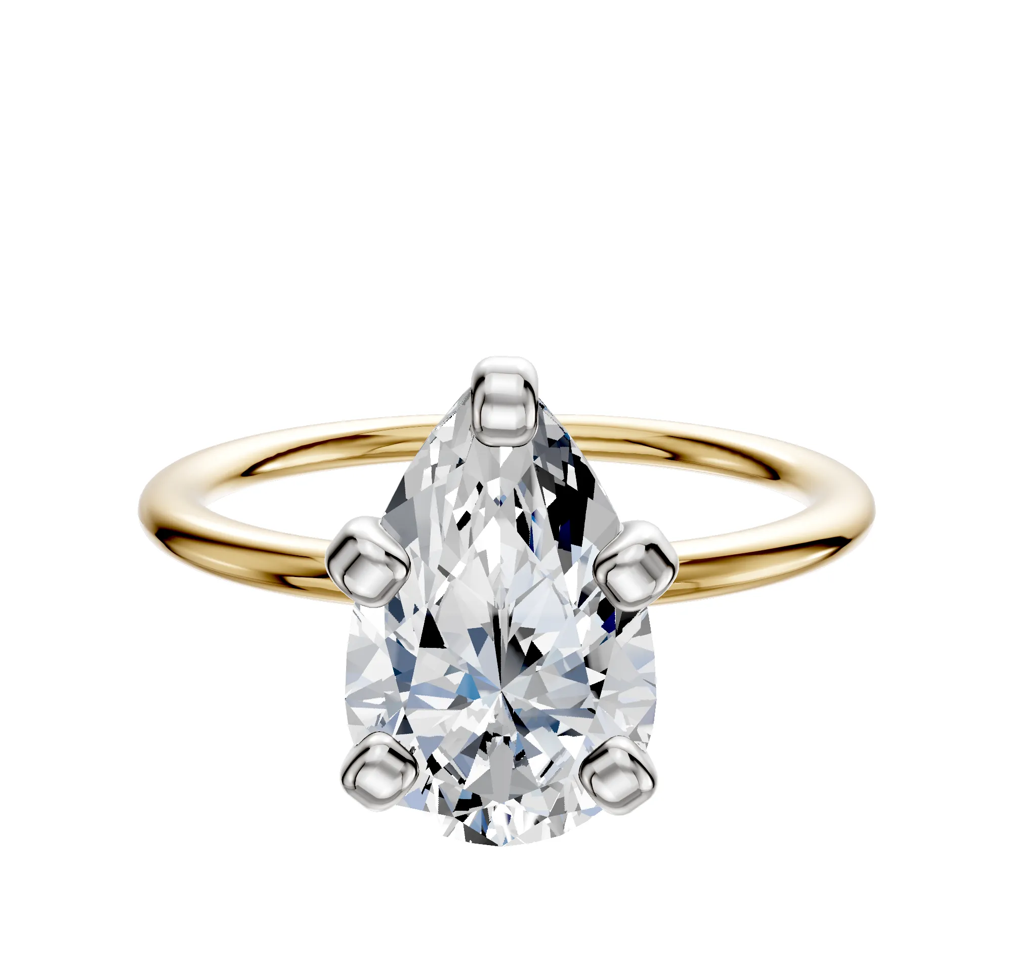 14K Two Tone 4 Prong Classic Dome 1.5mm Engagement Ring sold by Effy