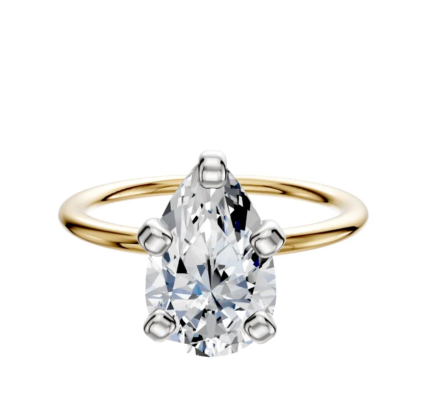 18K Two Tone 4 Prong Classic Dome 1.5mm Engagement Ring sold by Effy