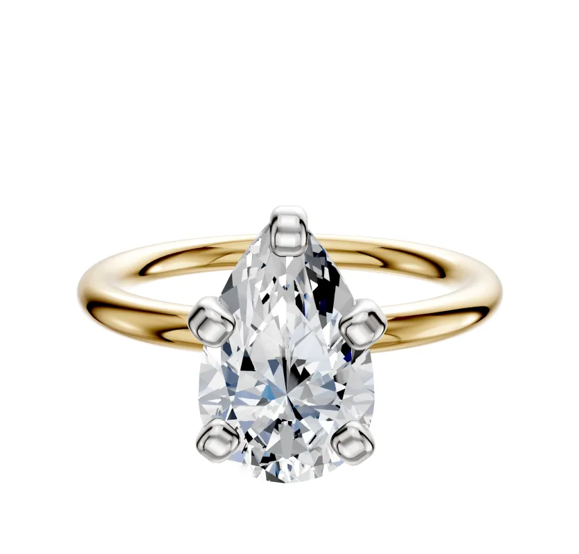 14K Two Tone 4 Prong Classic Dome 2.0mm Engagement Ring made by Effy