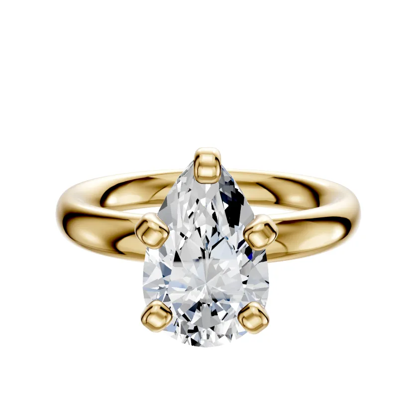 18K Yellow Gold 4 Prong Classic Dome 3.0mm Engagement Ring made by Effy