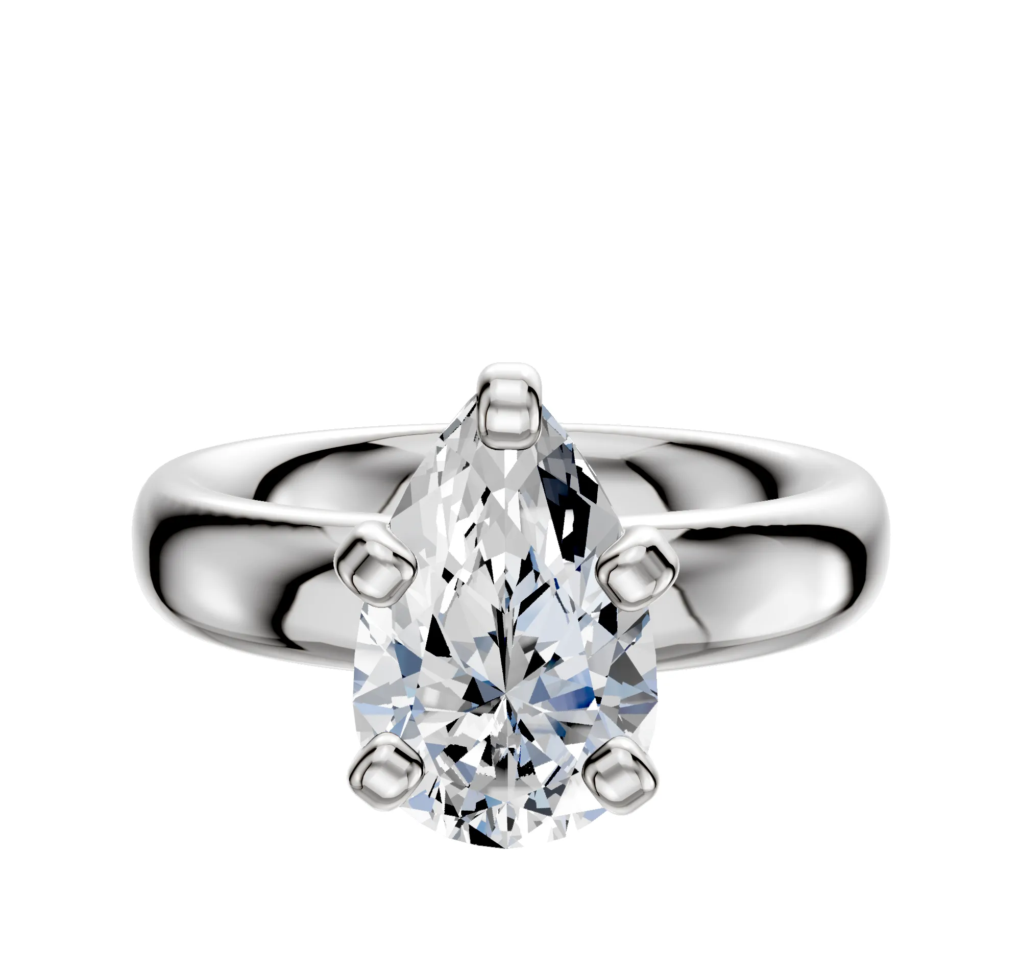 18K White Gold 4 Prong Classic Dome 4.0mm Engagement Ring sold by Effy