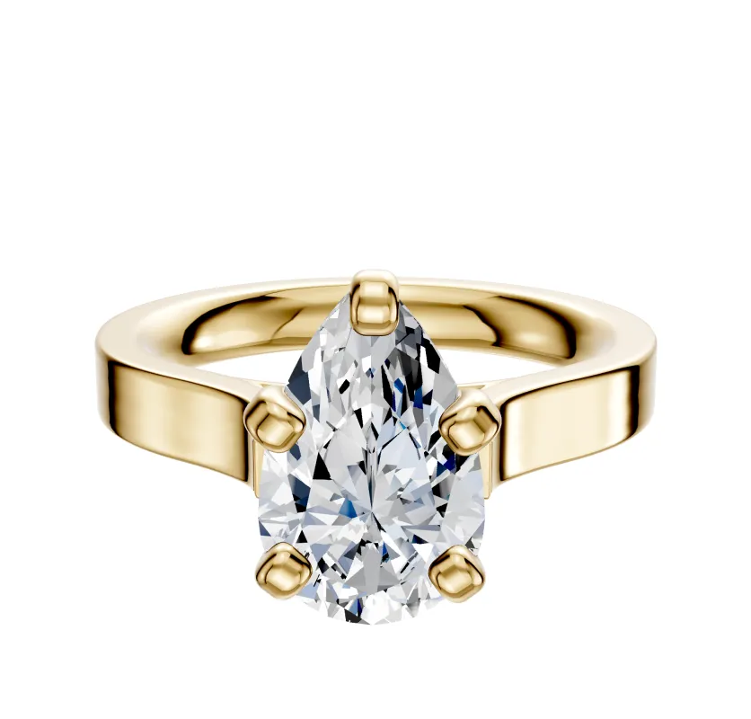 14K Yellow Gold 4 Prong Cathedral Flat 3.0mm Engagement Ring sold by Effy
