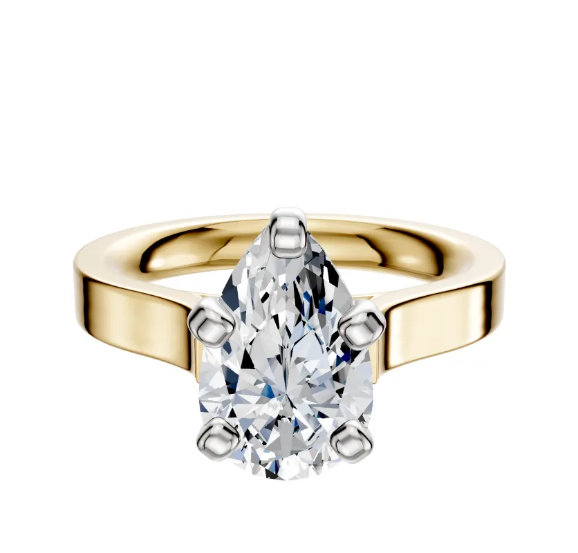 18K Two Tone 4 Prong Cathedral Flat 3.0mm Engagement Ring made by Effy
