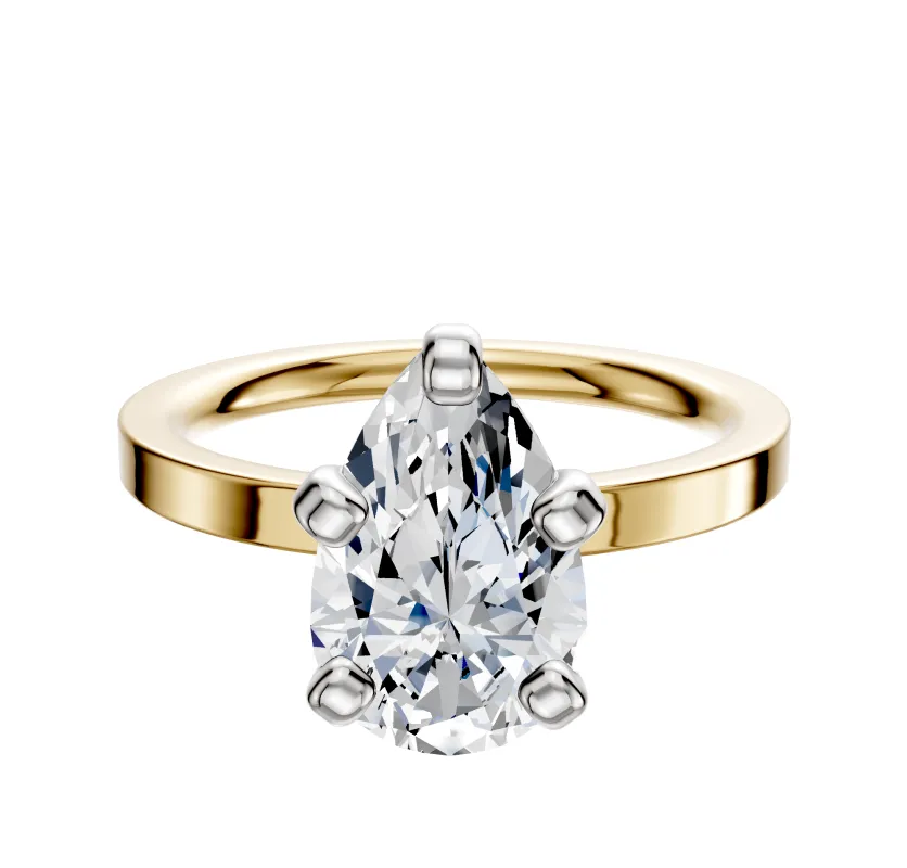 18K Two Tone 4 Prong Classic Flat 2.0mm Engagement Ring sold by Effy