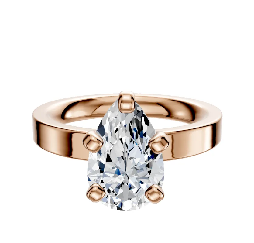 18K Rose Gold 4 Prong Classic Flat 3.0mm Engagement Ring sold by Effy