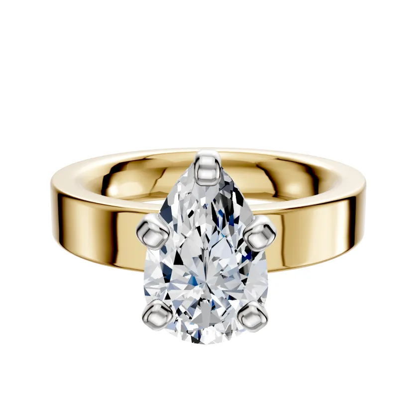 18K Two Tone 4 Prong Classic Flat 4.0mm Engagement Ring made by Effy