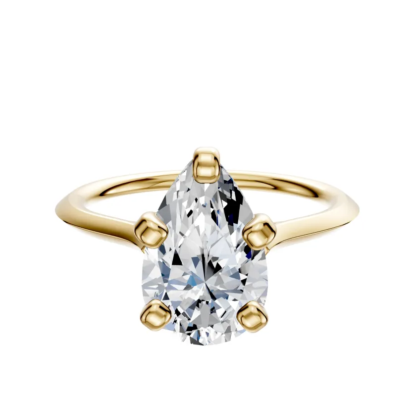 18K Yellow Gold 4 Prong Cathedral Knife Edge 1.5mm Engagement Ring made by Effy